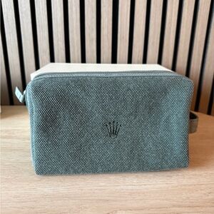 Rolex Grey / Green Canvas Unisex Toiletry Bag